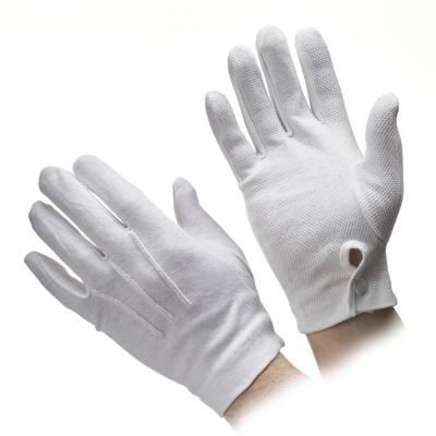 China Single Handle White Cotton Runway Standard Length Beaded Gloves With Snap Wrist Cuff for sale