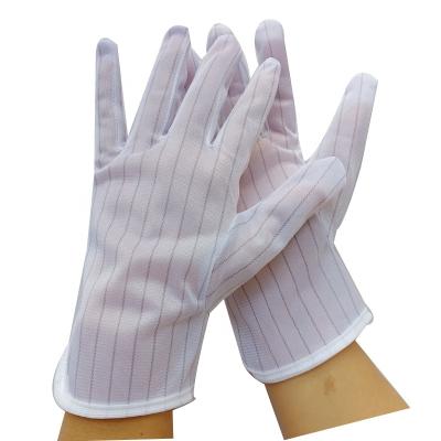 China Clean Room Conductive White Industrial Polyester ESD Tape Gloves ESC Wire Lint Free ESD Gloves For Industrial for sale