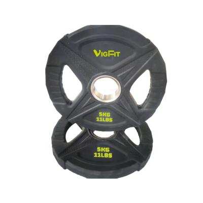 China Durable Tri Grip Weight Lifting Gym Fitness Exercise Weights Rubber Coated Plate for sale