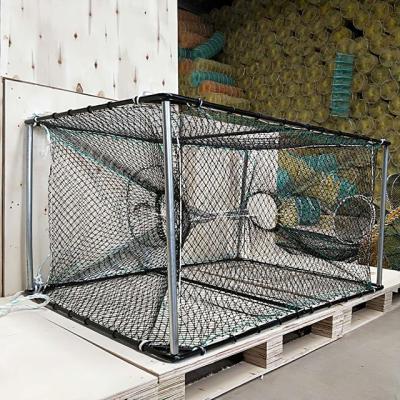 China Hot sale 120*80*60cm Large quadrangle cage stone crab traps crab farming basket foldable crab trap for sale