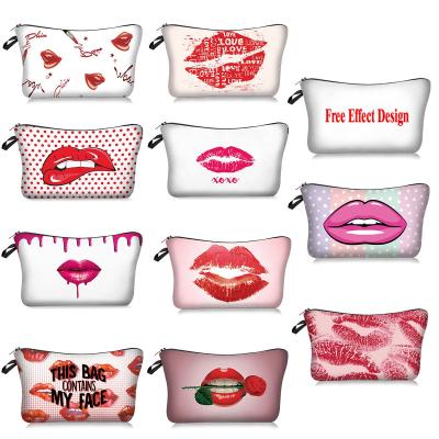 China Normcore/Minimalist Amazon Lips Custom Printed Chic Logo Makeup Make Up Cosmetic Bag Organizer Travel Bag Pouches or Pouches For Purse for sale