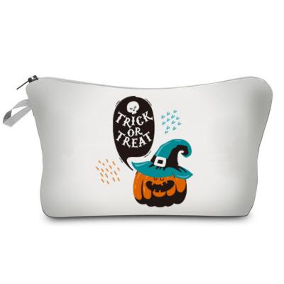 China Normcore / makeup bag 2021 custom Halloween jewelry and pumpkin canvas makeup bag minimalist nylon cosmetic pouch low moq makeup bag for sale