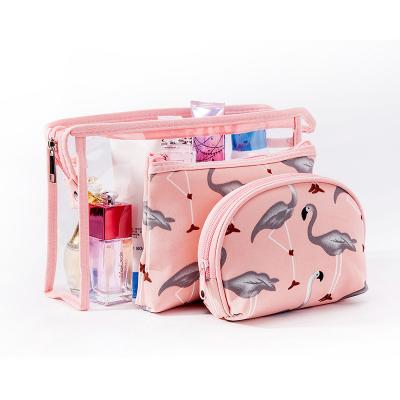 China Wholesale Fashion Amazon Travel Makeup Make Up Brush Transparent Plastic Packaging Bag Pink Toiletery Bag Cosmetic for sale