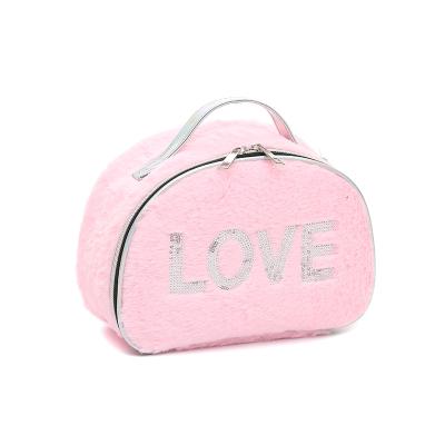 China Fashion Plush Embroidery Wholesale Logo Cute Young Girl Ladies Cosmetic Cloth Strong Retails Bags for sale