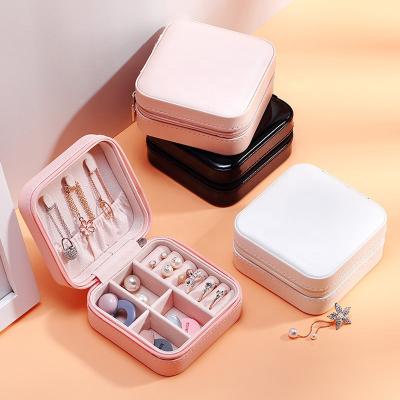 China Hot Wholesale PVC Leather Zipper Amazon Cloth Packaging Gift Bag Travel s Jewelry Store Box Leather Jewelry Boxes for sale