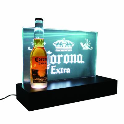 China Glass Desktop LED Edge Sign Back Bar Counter Bottle Glorifier Display SGD-GLO-21 for sale