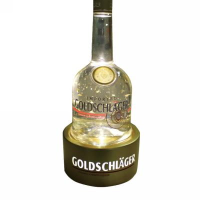 China Goldschlager Aluminum Round Shape Bottle Glorifier with Laser Cut Logo LED Bottle Display GLO-EM01 for sale