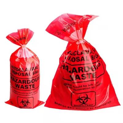 China Large Capacity Disposable Red Biohazard Disposal Medical Waste Plastic Waste Bags On Roll for sale