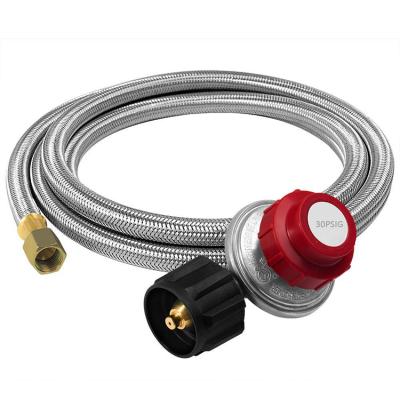 China North America LPG Propane Turkey Hot Furnace Braided Wire Valve 30PSIG Gas Grill Regulator Hose High Pressure Pressure Reducing Kit for sale