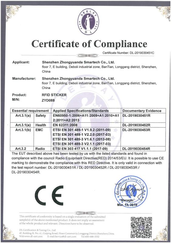 CE - Shenzhen Zhongyuanda Smartech Co., Ltd.