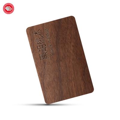 China 213 Chip Access Control Card 13.56mhz RFID Black Walnut Wood Ntag213 Smart NFC Card Waterproof/Waterproof Printable Wooden Card for sale