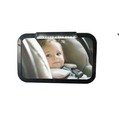 China Baby Rear View Mirror Baby Car Mirror With Light Remote Control Soft Led Shatterproof Acrylic Baby Mirror For Car for sale