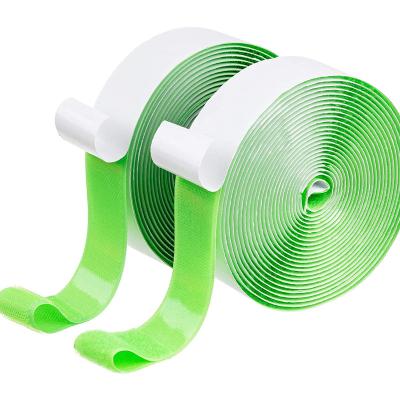 China Viable Top Grade Colorful Factory Price Customized Easy Color DIY Use Round Adhesive Green Hook And Loop Fastener Tape Roll for sale