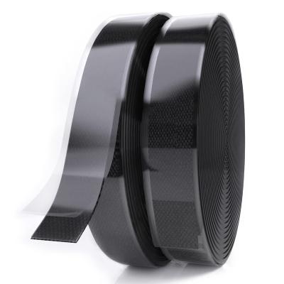 China Free Sample Manufacturer Durable Die Cut Black Adhesive Tape Tape Hook And Loop Strap With Glue for sale