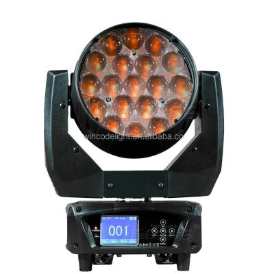 China Stage Shows 19X15W RGBW 4 IN 1 Mac Aura LED Zoom Beam Moving Head Light With CTO Backlight For Stage Lighting for sale