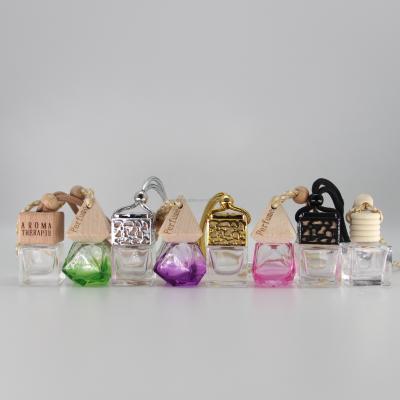 China Gift & Craft YZ-CP-1 Empty Car Diffuser Air Freshener Car Hanging 10ml Perfume Bottle With Wooden Cap Cocking Rope for sale