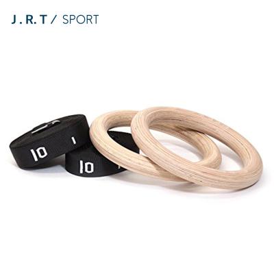 China High Quality Gymnastics Wooden Gym Fitness Adjustable Straps Wooden Rings for sale