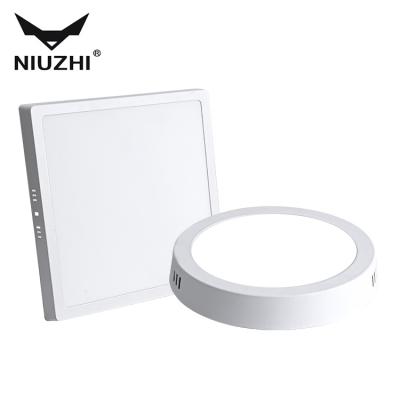 China Modern Niuzhi High Quality Indoor Surface Mounted Dimming 6w 12w 18w 24w Square Round Slim Led Panel Light for sale