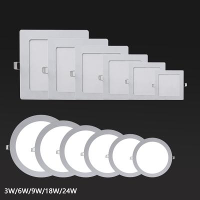 China Modern Low Price Home Recessed Mounted 3w 6w 9w 12w 18w 24w Square Led Ceiling Panel Light Fixtures for sale