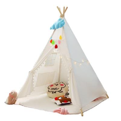 China Soft Toy Indoor Cotton Kids Tent Game Room Children Teepee Lace Up and Pompom Ball Design Wedding Decoration Tent for sale