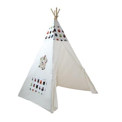 China Toy Cartoon Animal Children Tent Soft White Cotton Canvas For Kids To Play Tent Teepee Tent Kids Play Room for sale