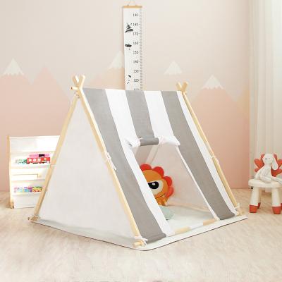 China Toy MaiBeiBi White and Gray Stripe Child Indoor Tipi Wooden Pole Teepee Kids Tent Soft Cotton Indian Teepee Tent Camping for sale