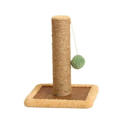 China Sustainable Cat Scratching Post Natural Sisal Tower with Indoor Platform and Plush Cat Tree Ball for sale