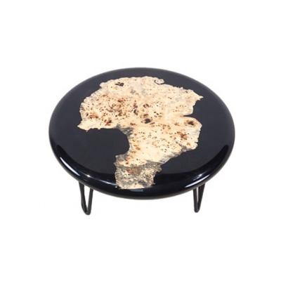 China water content below 12% round poplar black knot style morden natural wood resin table coffee table round table custom sizes for sale