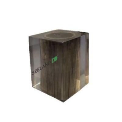 China Walnut Wood Adjustable Square (Height) Transparent Epoxy Resin Stool for sale