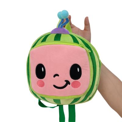 China Best Hot Selling Plush Watermelon JJ Cartoon Backpack Plush Doll Toy Bag For Kids Gift for sale