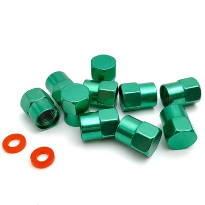 China Car Wheel Green Metal Tire Aluminum Valve Stem Covers Decoration With O-Ring For Universal Car ST-205 for sale