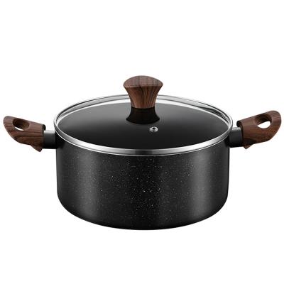 China Viable medical stone cooking kitchen stock non stick liner cookware casserole pot with glass lid for sale