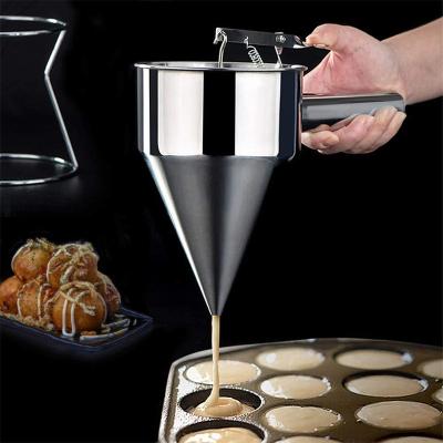 China Viable Baking Tools Stainless Steel Pancake Dispenser Funnel Batter Mixer Dispensers With Stand for sale