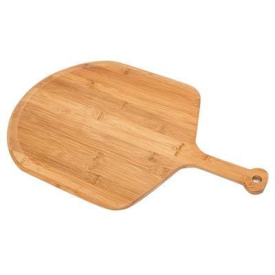 China Premium Eco-friendly Natural Bamboo Pizza Skin Cutter Paddle Cutting Board With Handle for sale