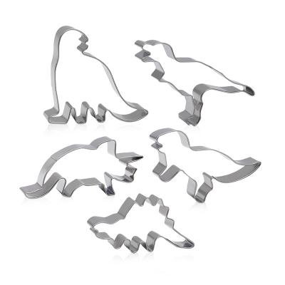 China Kids Birthday Party Stainless Steel Dinosaur Biscuit Cookie Cutters Cutter Viable Animal Shaped Mold for sale