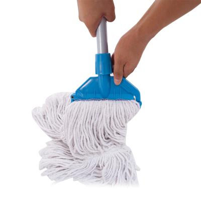 China Unextensible Cotton Sustainable Household Cleaning Effect Household Utensils Clip Cleaning Wet Mop With Aluminum Stick for sale