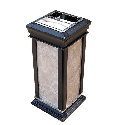 China Durable Commercial Outdoor European Marble Ashtray Lobby Stainless Steel Skin Bucket Ash Trash Can for sale