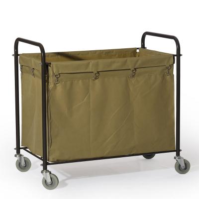 China CLASSIC Canvas Cart Quadrate Laundry Cart Foldable Laundry Basket Cleaning Baskets with Wheels for sale