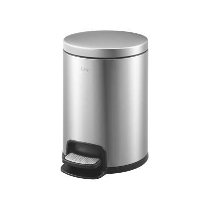 China Sustainable Foot Operated Stainless Steel Waste Bins Pedal Trash Step Can For Hotel Bathroom for sale