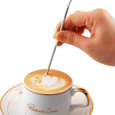 China Stainless Steel Viable Coffee Cut Stick DIY Needle Love Drawing Flower Pin Crocheted Coffee Art Pen Needle Cappuccino for sale