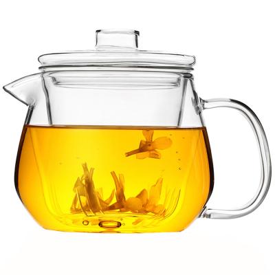 China Sustainable High Quality 500ml Borosilicate Glass Teapot Dismountable With Glass Infuser For Blooming And Loose Leaf Tea Maker Set for sale