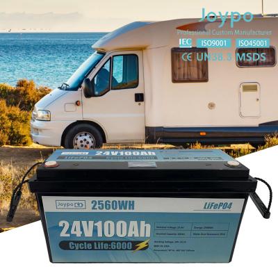 China 24V 100Ah 200Ah RV Batería de litio LiFePO4 Batería de iones de litio Camper trailer en venta