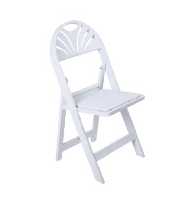 China New Style Foldable Seat Padded Wedding Resin Folding Chair Fan Back for sale