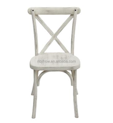 China PP Resin Cross Back Chair UV-Resistant Dining Assembled Stackable Chair Wood Color Or CKD Package for sale