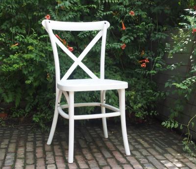 China UV-Resistant White Color Cross Bar Chair Resin Stackable X Back Chair Assembled Or CKD Package for sale