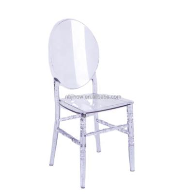 China Wholesale UV-Resistant Full Back Round Acrylic Transparent Clear Plastic Wedding Chair for sale