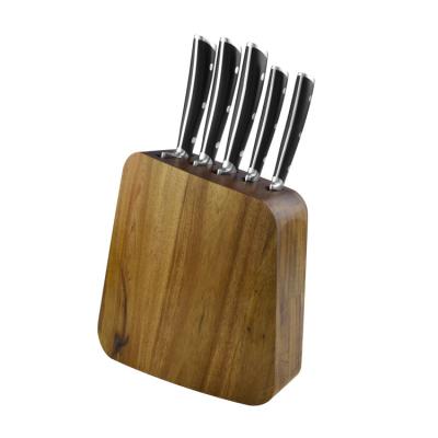 China Hot Selling Viable 6pcs Stainless Steel Kitchen Knives ABS Handle Black Kitchen Knife Set With Wooden Block for sale