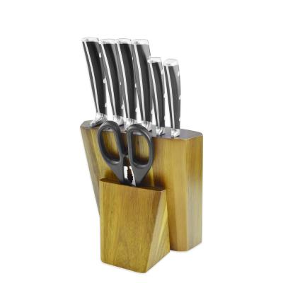 China 8pcs Professional Stainless Steel Chef's Knife Ergonomic ABS Handle Viable Professional Kitchen Knife Set With Wood Block for sale