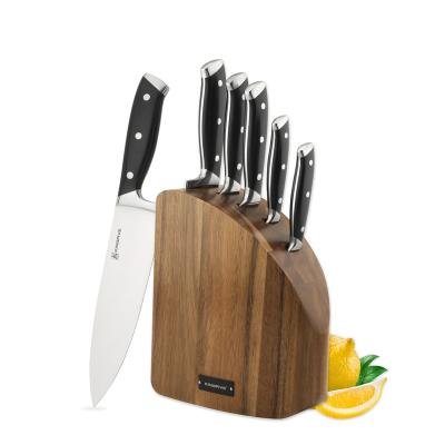 China Sustainable High Quality 6pcs Stainless Steel Chef Knife Pakka Wood Handle Sharp Kitchen Knife Set With Block for sale