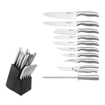 China Sustainable 16 Pcs Kitchen Knife Set With Knife Block for sale